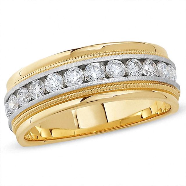 Previously Owned - Men's 1 CT. T.w. Diamond Milgrain Band in 14K Two-Tone Gold