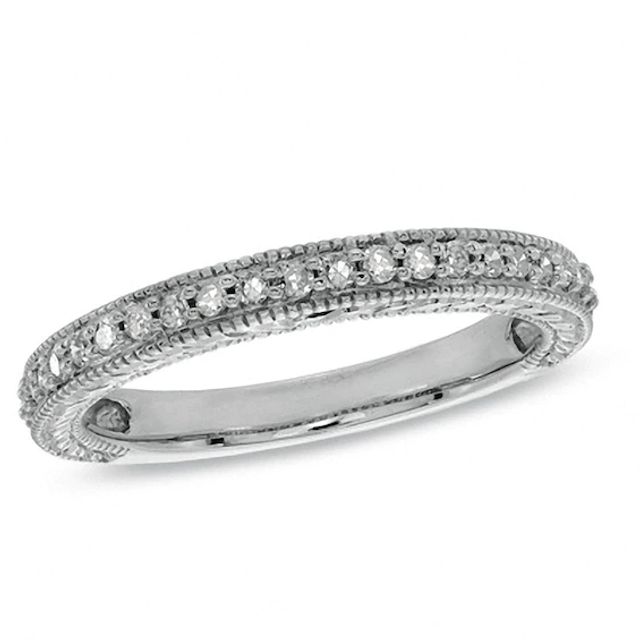 Previously Owned - 1/5 CT. T.w. Diamond Vintage-Style Band in 14K White Gold