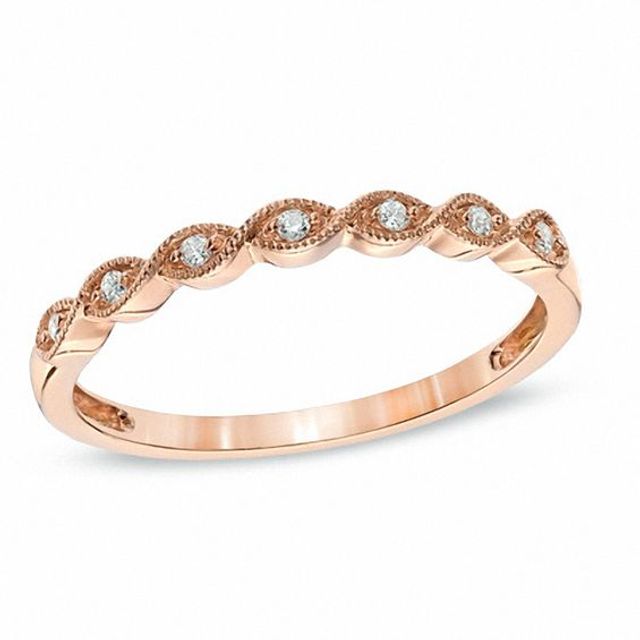 Previously Owned - 1/20 CT. T.w. Diamond Milgrain Anniversary Band in 10K Rose Gold