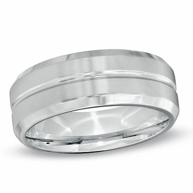 Previously Owned - Men's 8.0mm Comfort Fit Titanium Grooved Wedding Band