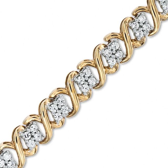 Previously Owned - 1 CT. T.w. Diamond "X" Bracelet in 10K Gold