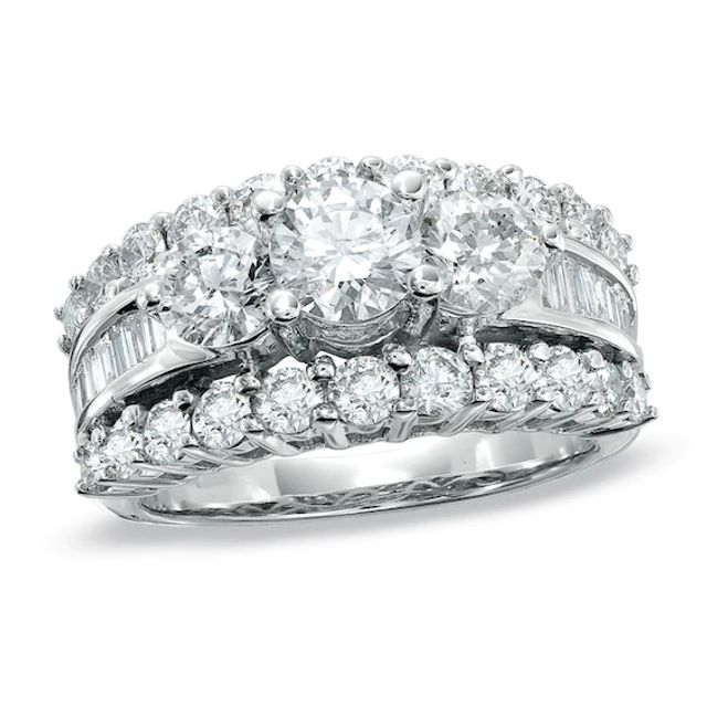 Previously Owned - 3 CT. T.w. Diamond Three Stone Engagement Ring in 14K White Gold