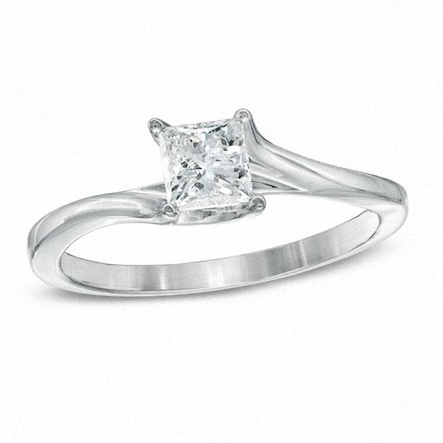 Previously Owned - 1/2 CT. Princess-Cut Diamond Solitaire Engagement Ring in 14K White Gold