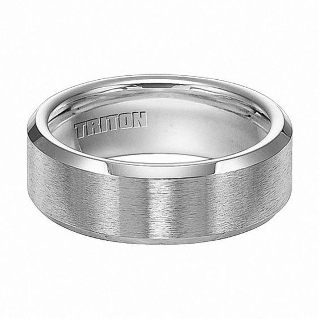 Previously Owned - Triton Men's 8.0mm Comfort Fit Beveled Edge Cobalt Wedding Band