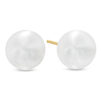 Previously Owned-7.0-7.5mm Freshwater Cultured Pearl Stud Earrings in 14K Gold