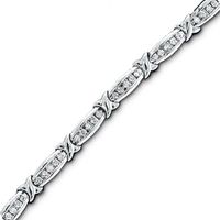 Previously Owned - 1 CT. T.w. Diamond Channel "X" Bracelet in 10K White Gold