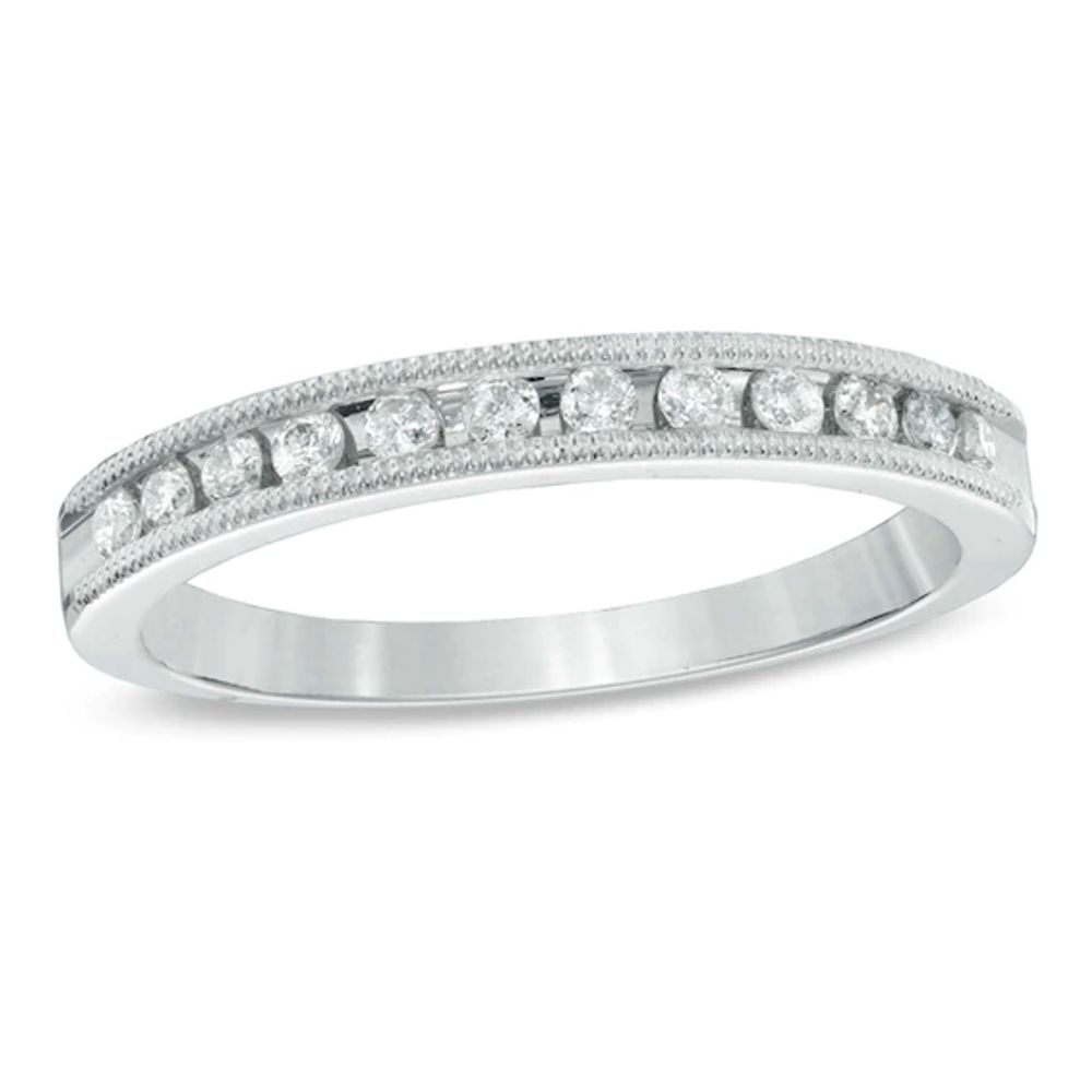 Previously Owned - 1/4 CT. T.w. Diamond Milgrain Band in 10K White Gold