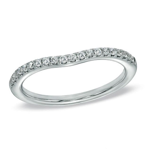 Previously Owned - 1/5 CT. T.w. Certified Diamond Contour Wedding Band in 14K White Gold (I/Si2)