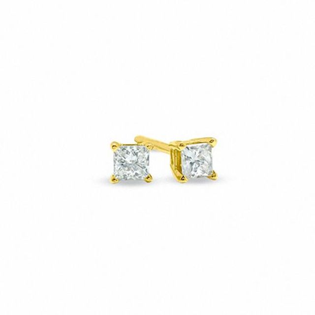 Previously Owned - 1/5 CT. T.w. Princess-Cut Diamond Solitaire Stud Earrings in 14K Gold