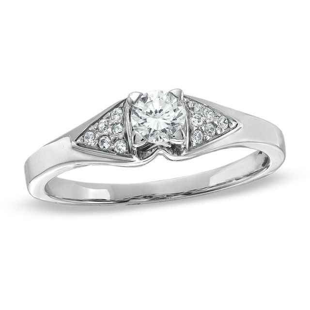 Previously Owned - 1/3 CT. T.w. Diamond Split Contour Engagement Ring in 14K White Gold