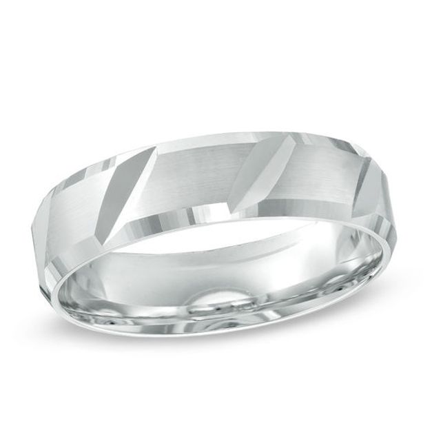 Previously Owned - Men's 6.0mm Comfort Fit Wedding Band in 10K White Gold