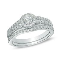 Previously Owned - 1/2 CT. T.w. Diamond Frame Bridal Set in 14K White Gold