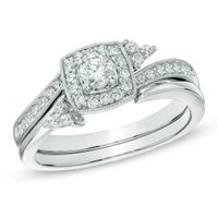 Previously Owned - 1/2 CT. T.w. Diamond Square Frame Bridal Set in 10K White Gold