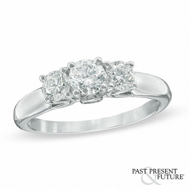 Previously Owned - 1 CT. T.w. Diamond Past Present FutureÂ® Engagement Ring in 14K White Gold (I/I2)