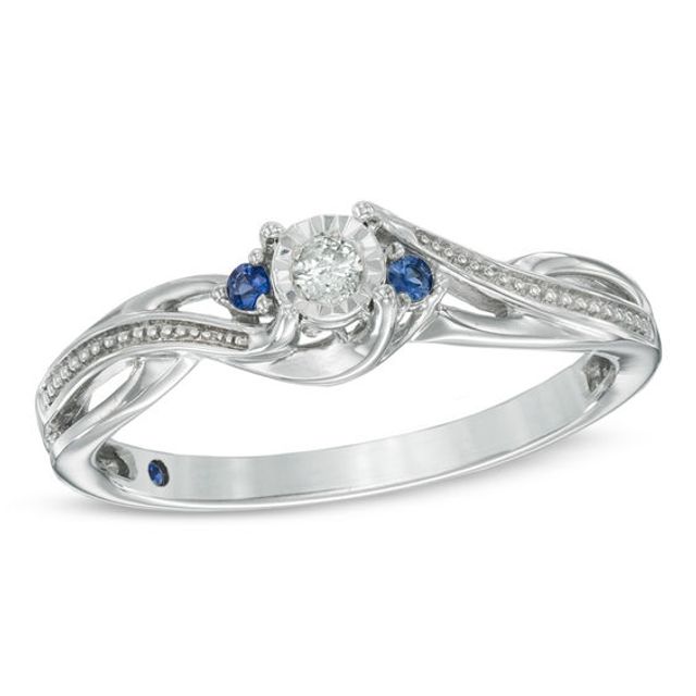 Previously Owned - Cherished Promise Collectionâ¢ Diamond Accent and Blue Sapphire Twist Ring in Sterling Silver