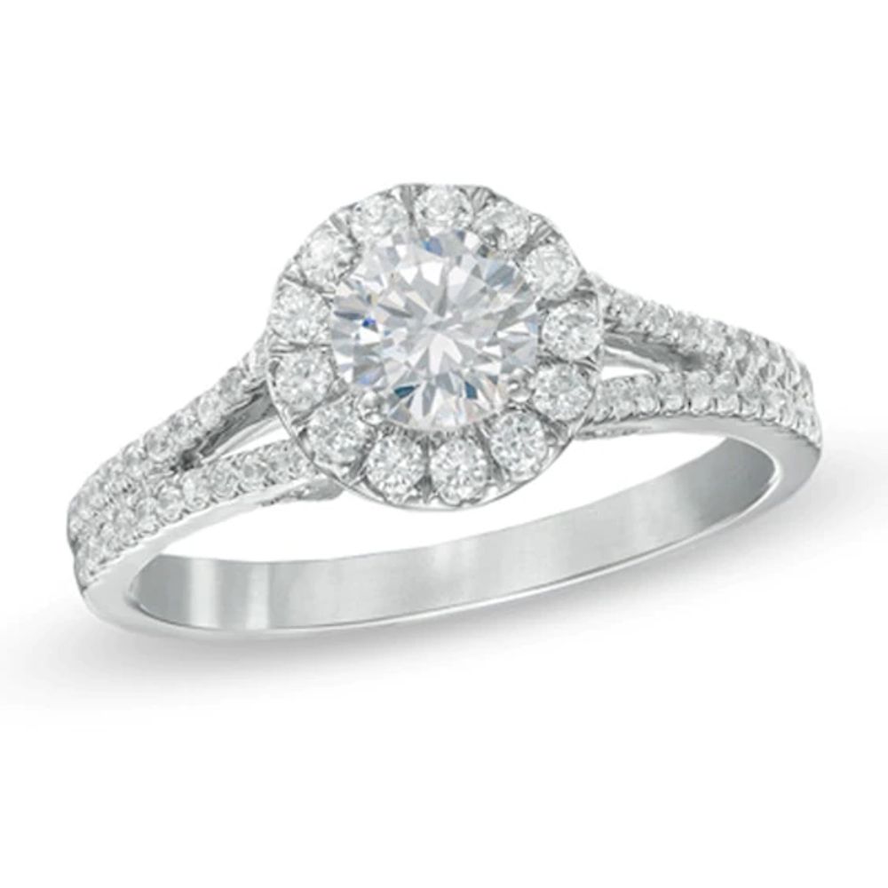 Previously Owned - 1 CT. T.w. Diamond Frame Engagement Ring in 14K White Gold (I/I2)