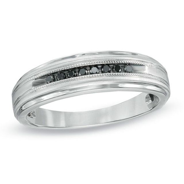 Previously Owned - Men's Black Diamond Accent Band in Sterling Silver