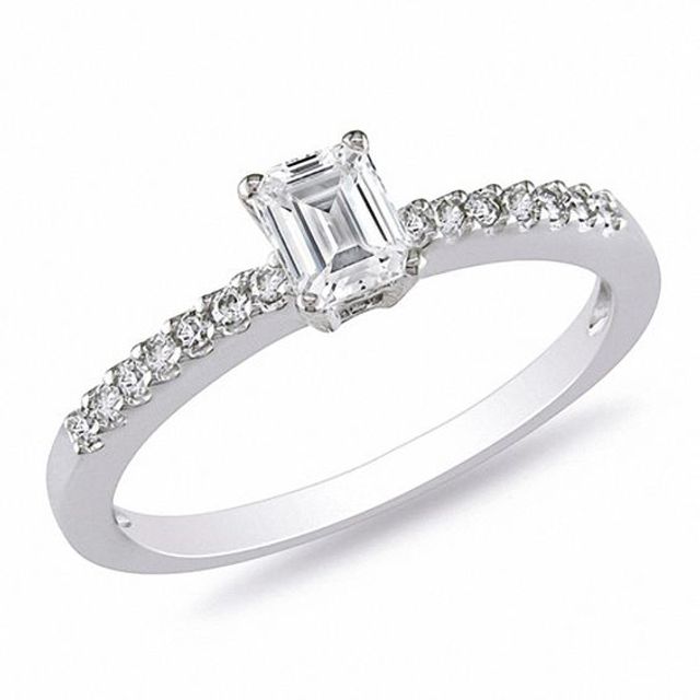 Previously Owned - 1/2 CT. T.w. Emerald-Cut Diamond Engagement Ring in 14K White Gold