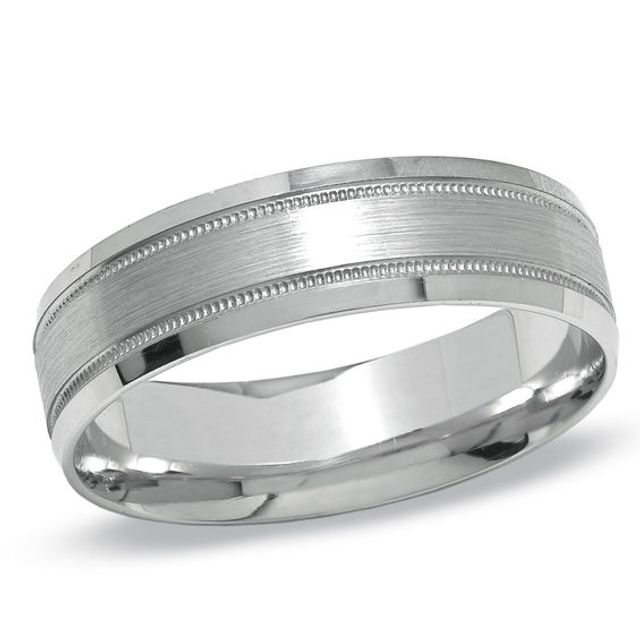 Previously Owned - Men's 6.0mm Brushed Center Wedding Comfort Fit Band in 10K White Gold