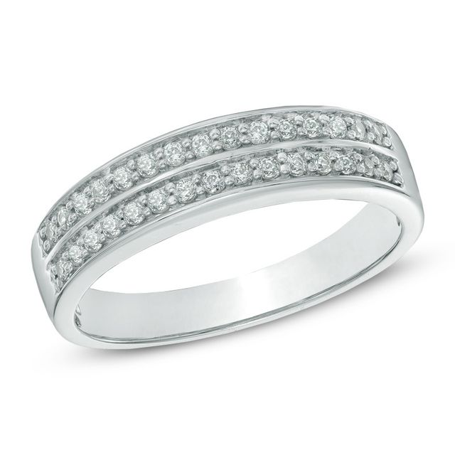 Previously Owned - 1/4 CT. T.w. Diamond Double Row Band in 10K White Gold