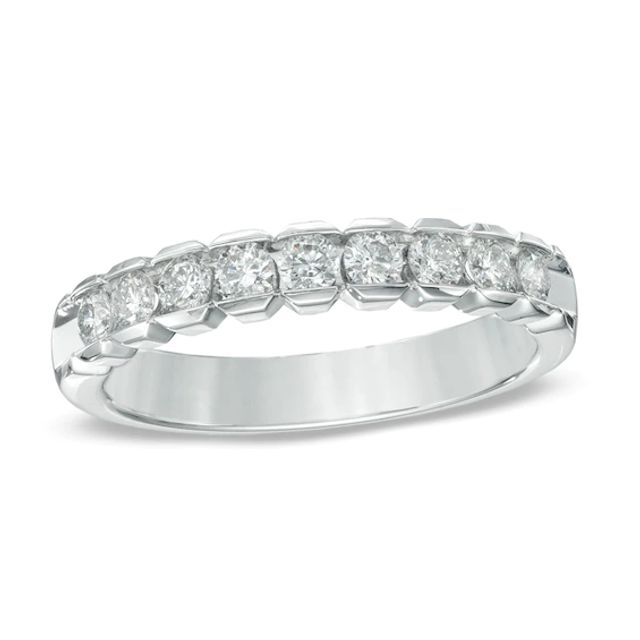 Previously Owned - 1/2 CT. T.w. Diamond Scallop Edge Anniversary Band in 14K White Gold