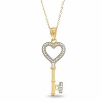 Previously Owned - Diamond Accent Heart Key Pendant in 14K Gold - 17"