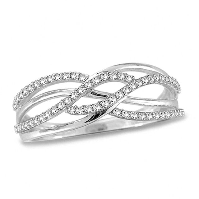 Previously Owned - 1/5 CT. T.w. Diamond Split Waves Ring in 10K White Gold