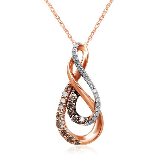 Previously Owned - 1/3 CT. T.w. Champagne and White Diamond Double Infinity Pendant in 10K Rose Gold