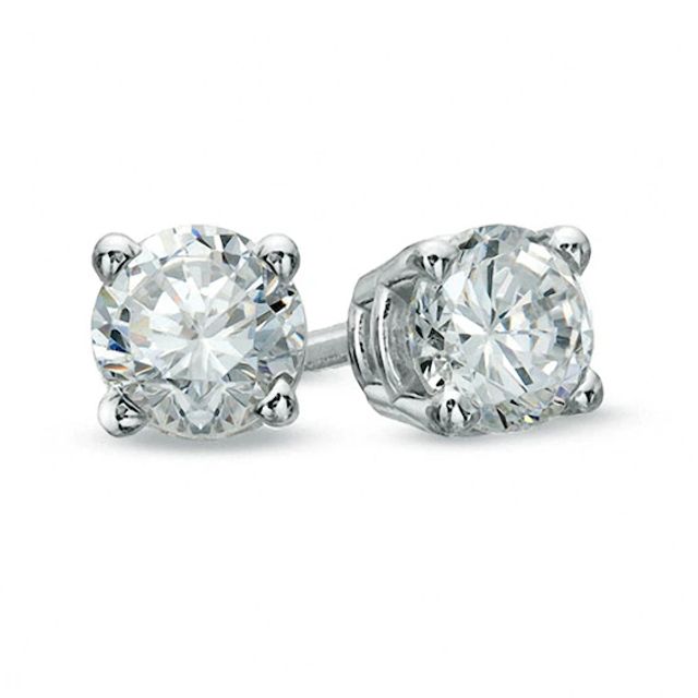 Previously Owned - 1/3 CT. T.w. Diamond Solitaire Stud Earrings in 14K White Gold