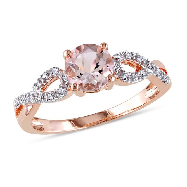 Previously Owned - 6.0mm Morganite and Diamond Accent Twist Engagement Ring in 10K Rose Gold