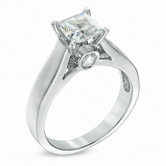Previously Owned - 1-1/5 CT. T.w. Princess-Cut Diamond Engagement Ring in 14K White Gold (J/I2)