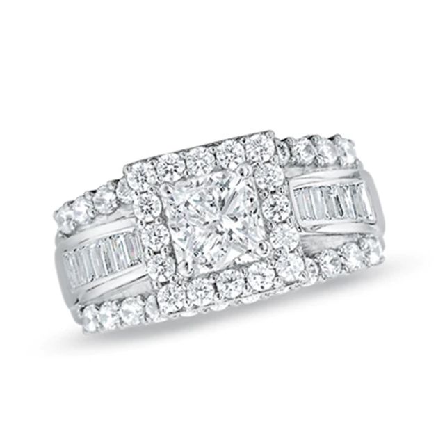 Previously Owned - 1 CT. T.w. Princess-Cut Diamond Frame Engagement Ring in 14K White Gold