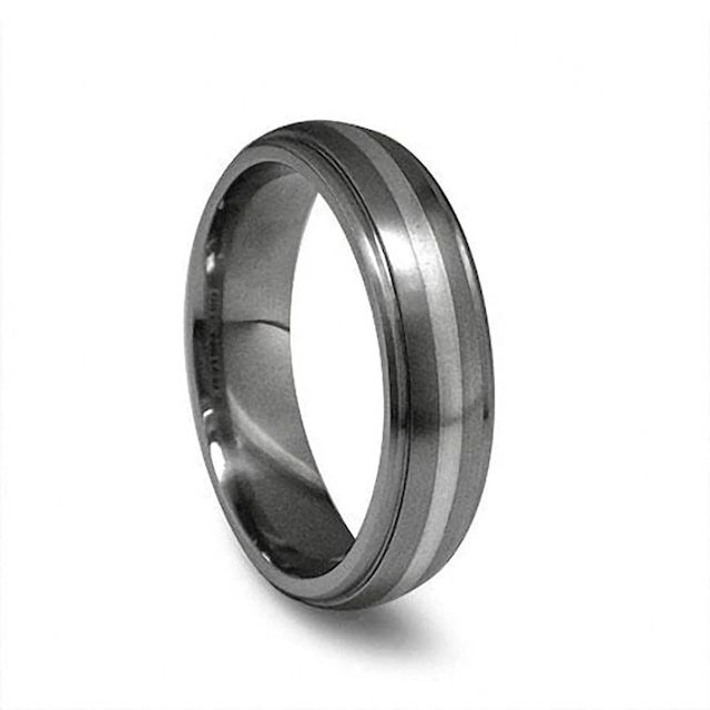 Previously Owned - Edward Mirell Men's 6.0mm Wedding Band in Titanium and Sterling Silver