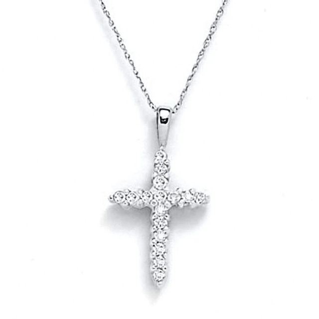 Previously Owned - 1/5 CT. T.w. Diamond Cross Pendant in 10K White Gold