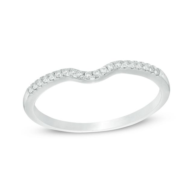 Previously Owned - 1/10 CT. T.w. Diamond Contour Wedding Band in 10K White Gold