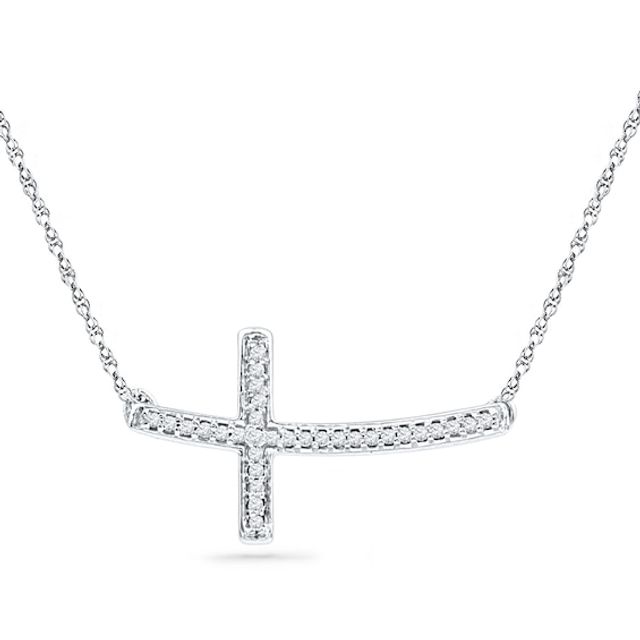 1/2 CT. T.W. Diamond Lattice Cross Necklace Charm in 10K Gold | Zales