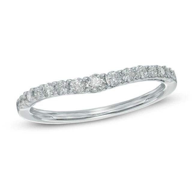 Previously Owned - 1/3 CT. T.w. Diamond Contour Wedding Band in 14K White Gold
