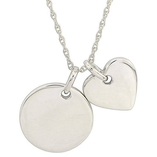 Previously Owned - Personality Charms Two Piece Heart and Round Disk Starter Pendant in Sterling Silver