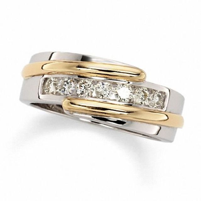 Previously Owned - Men's 1/2 CT. T.w. Diamond Bypass Ring in 14K Two-Tone Gold