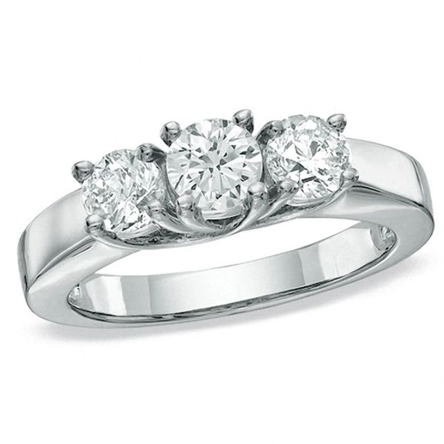 Previously Owned - 1 CT. T.w. Diamond Three Stone Ring in 14K White Gold