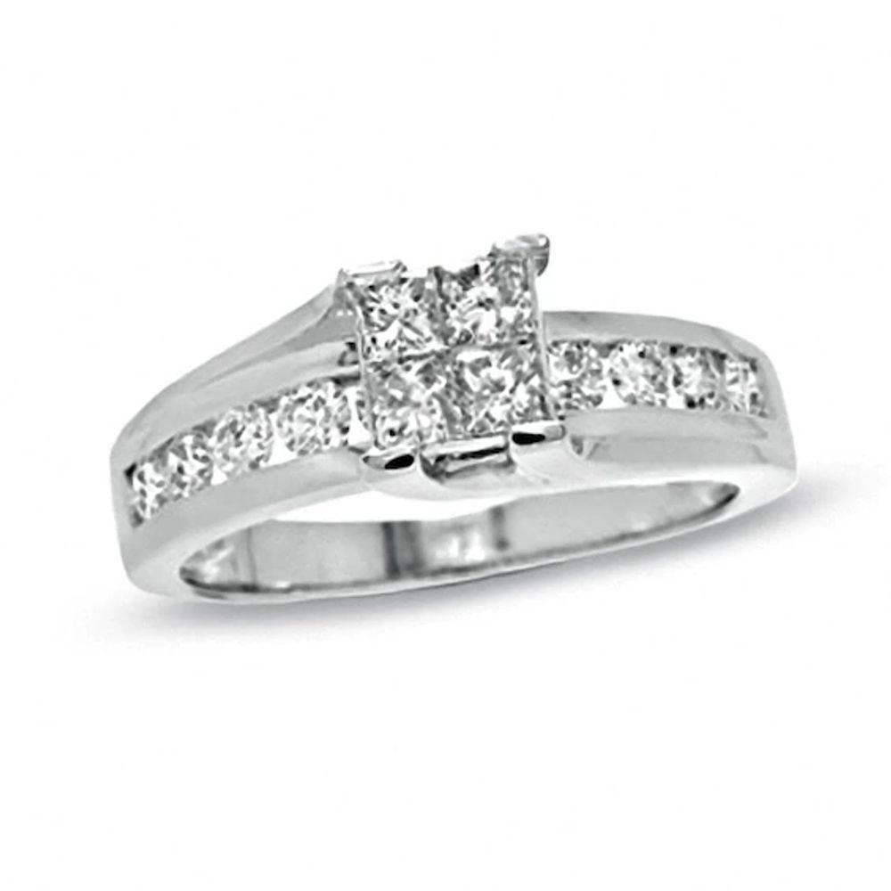 Previously Owned - 1 CT. T.w. Quad Princess Diamond Ring in 14K White Gold