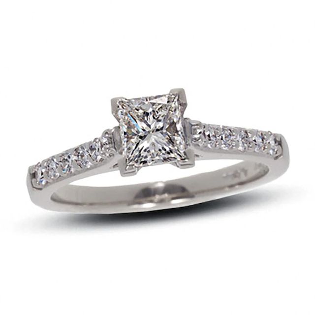 Previously Owned - 1 CT. T.w. Colorless Princess-Cut Diamond Solitaire Engagement Ring in 18K White Gold