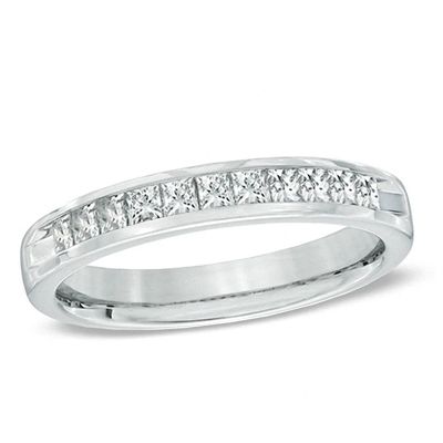 Previously Owned - 1/2 CT. T.w. Princess-Cut Diamond Band in 14K White Gold