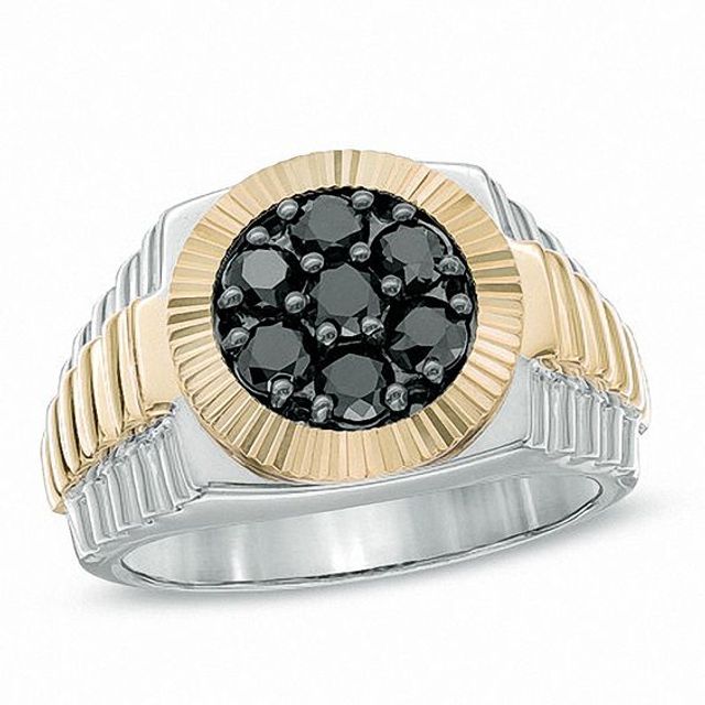 Previously Owned - 1-1/4 CT. T.w. Black Diamond Ring in Sterling Silver and 10K Gold