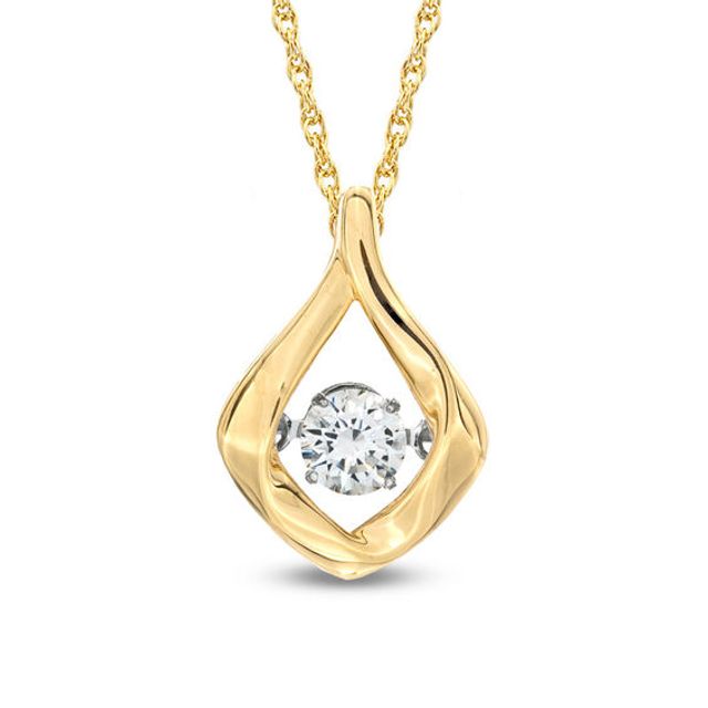 Previously Owned - 1/5 CT. Diamond Solitaire Flame Pendant in 10K Gold