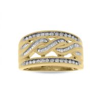 Previously Owned - 1/2 CT. T.w. Round and Baguette Diamond Swirl Band in 10K Gold