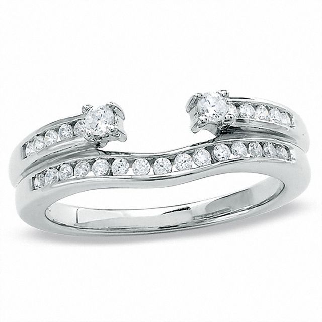 Previously Owned - 1/3 CT. T.w. Diamond Double Row Solitaire Enhancer in 14K White Gold