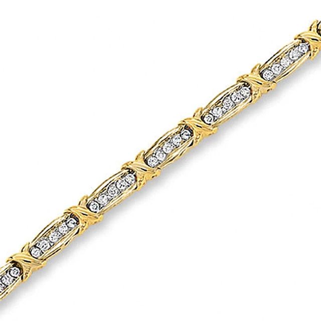 Previously Owned - 1 CT. T.w. Diamond Fashion "X" Bracelet in 10K Gold