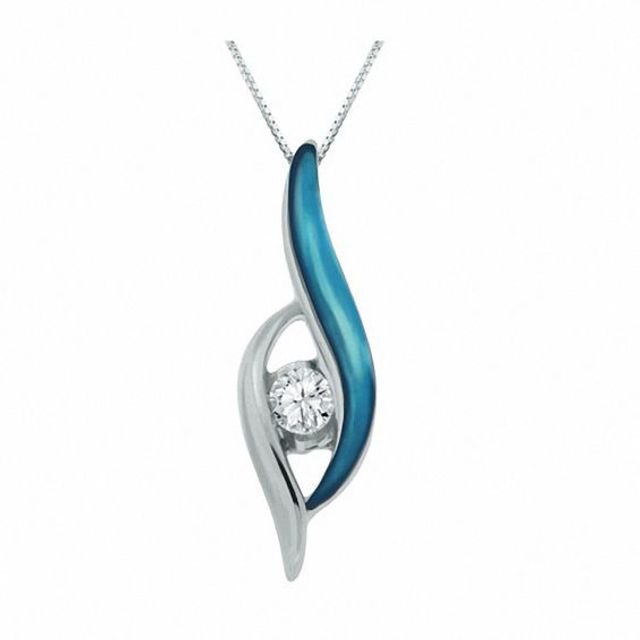 Previously Owned - Sirenaâ¢ Hazel Eyes 1/8 CT. Diamond Solitaire Pendant in 10K White Gold