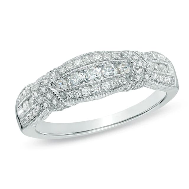 Previously Owned - 1/4 CT. T.w. Diamond Vintage-Style Anniversary Band in 10K White Gold
